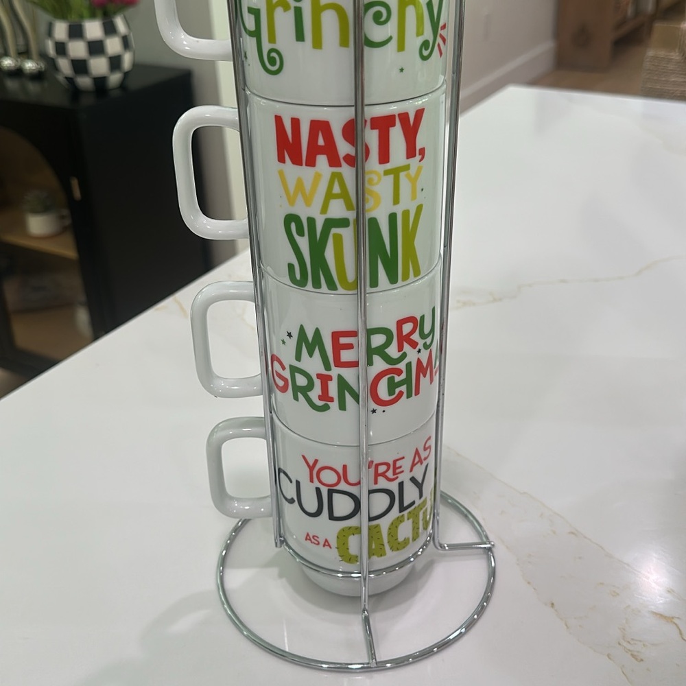 Grinch Themed Stackable Mugs Set